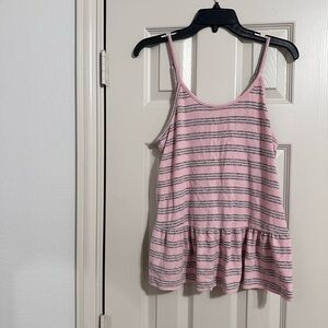 Make + Model Pink and Gray Striped Cami & Short PJ set